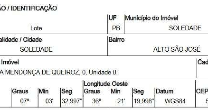 Oportunidade Única em SOLEDADE - PB | Tipo: Terreno | Negociação: Venda Online  | Situação: Imóvel