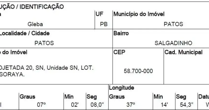 Oportunidade única em patos - pb | tipo: gleba urbana | negociação: venda online  | situação: imóvel