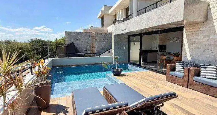 Sobrado à venda com 3 suítes, piscina, área gourmet integrada em condomínio tipo clube portal horizonte em bragança paulista / sp.