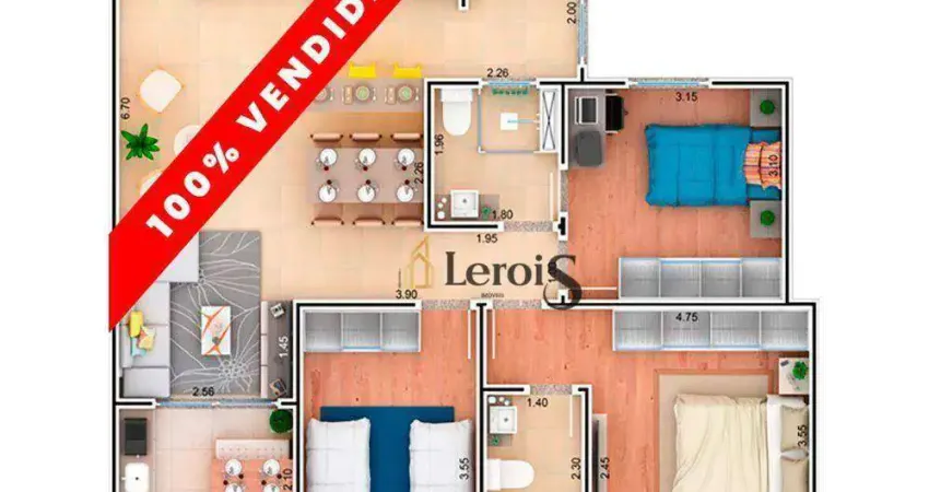 Apartamento com 3 dormitórios à venda, 87 m² por R$ 465.000 - Condomnio Ilhas do Mediterrneo - Itu/SP