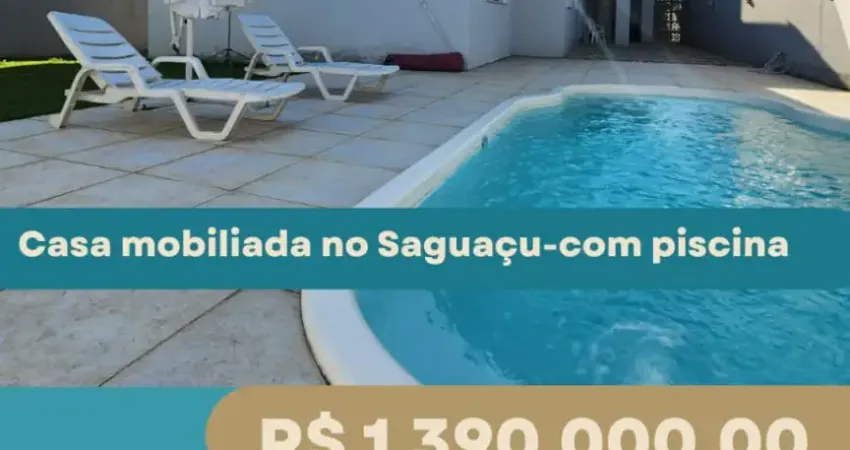 Casa plana com 4 quartos e 100% mobiliada com piscina à venda no saguaçu em joinville
