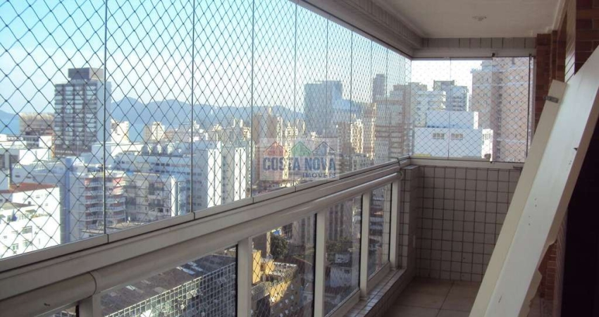 Excelente apartamento de 2 quartos com suite, varando com vidro, vista para o mar, no Gonzaga