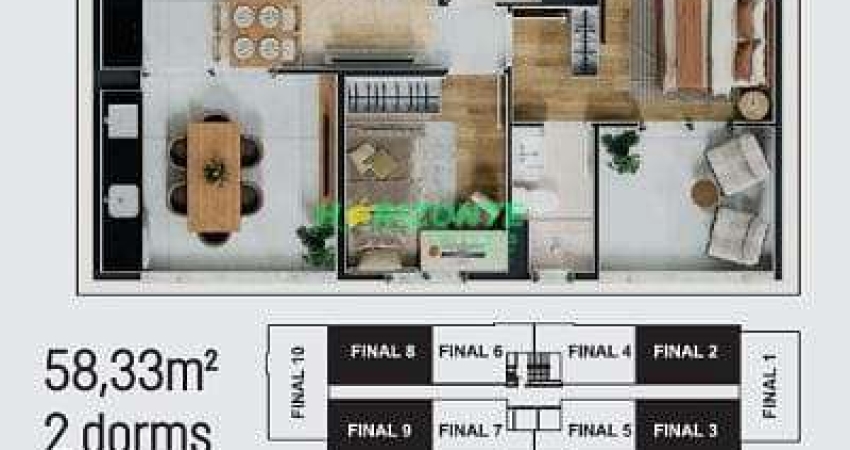 Apartamento com 2 dormitórios à venda, 58 m² - Bairro da Floresta - São José dos Campos/SP