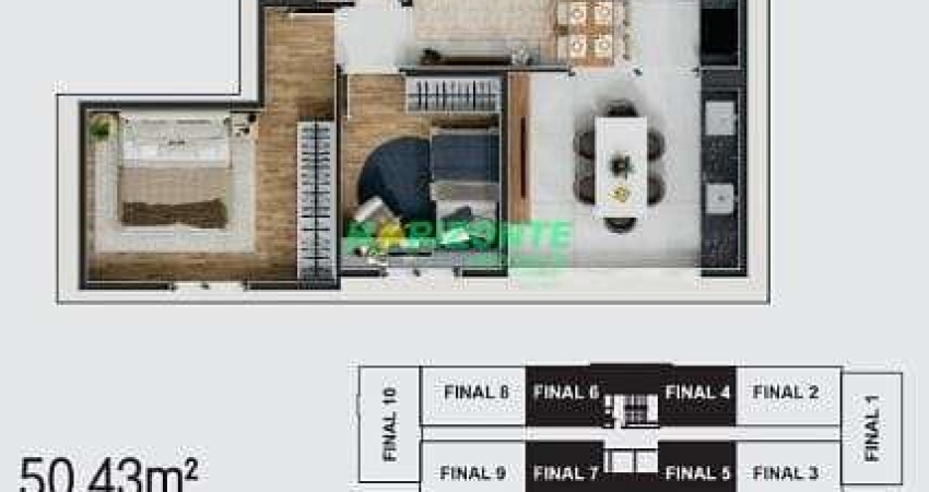 Apartamento com 2 dormitórios à venda, 50 m² - Bairro da Floresta - São José dos Campos/SP