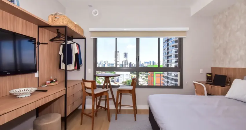 Studio mobiliado à venda no brooklin de 25m, ar condicionado e lazer