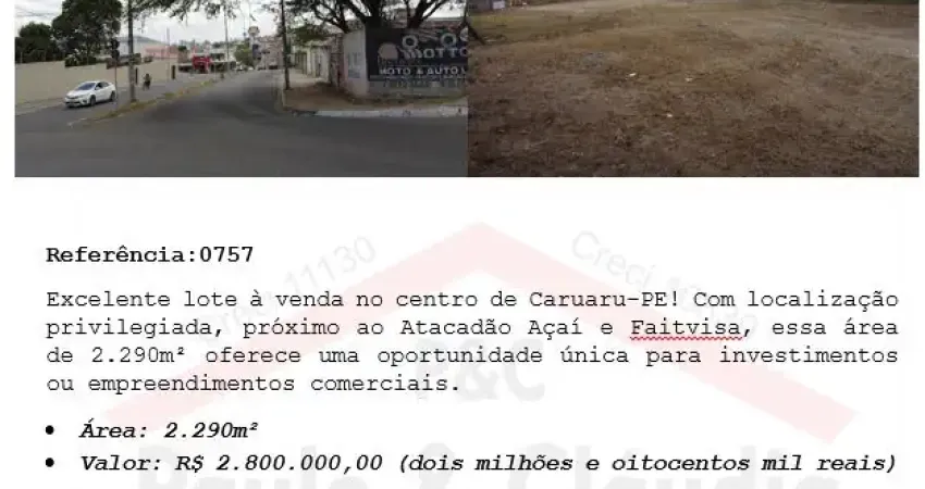 Terreno à venda na Avenida Cleto Campelo, 3, Nossa Senhora das Dores, Caruaru