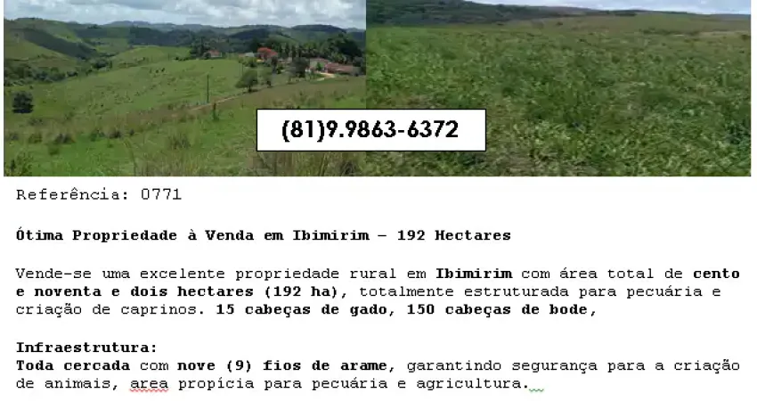 Ótima Propriedade à Venda em Ibimirim – 192 Hectares