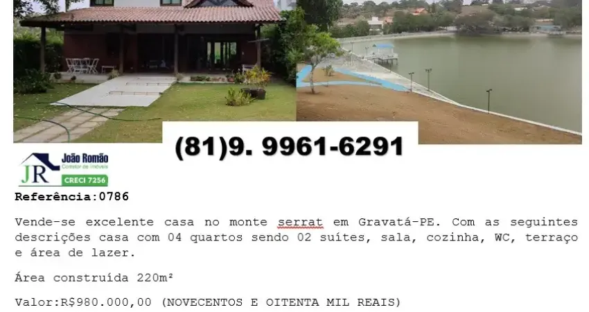 Casa em condomínio fechado com 4 quartos à venda na Condominio Prive Monte Serrat Rodovia Br 232 Km 72,5 S/N Rural, 1, Novo Gravatá, Gravatá