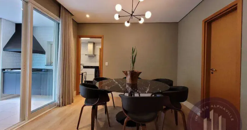 Apartamento mobiliado aluguel 3 quartos, 123m² por r$ 13.400- alphaville/sp