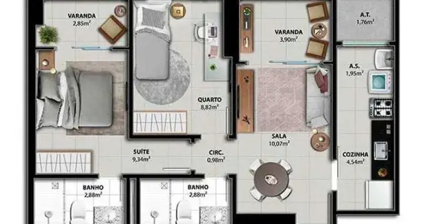 Apartamento com 2 quartos à venda na Rua Coronel Otto Netto, Jockey de Itaparica, Vila Velha