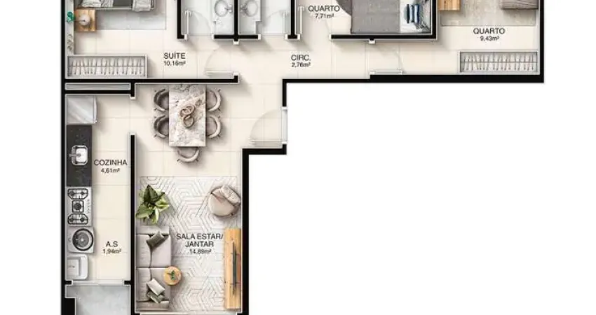 Apartamento com 3 quartos à venda na Rua Coronel Otto Netto, Jockey de Itaparica, Vila Velha