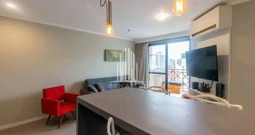 Apartamento à venda na Vila Olímpia, São Paulo-SP: 2 quartos, 2 salas, 1 banheiro, 1 vaga de garagem, 54m² de área.