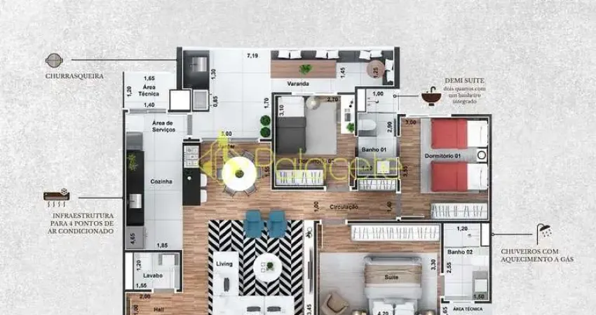 Apartamento à venda 3 quartos, 1 suite, 2 vagas, 112.74m², vila costa, taubaté - sp | residencial é