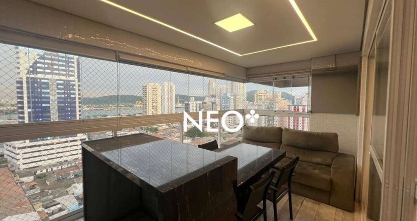 Apartamento para locação na Ponta da Praia com vista para o mar e lazer completo – Santos/SP