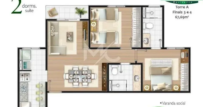 Apartamento com 2 quartos para alugar no Centro, Jacareí 