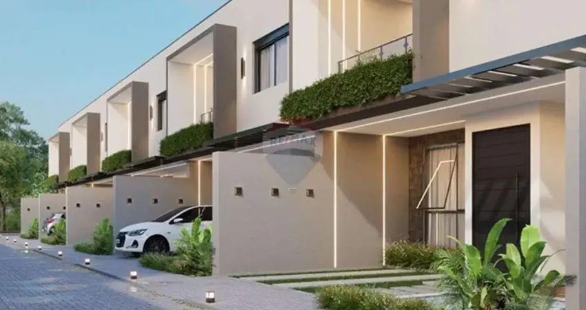 Village novo em arembepe – 2 suítes, garagem privativa e lazer completo