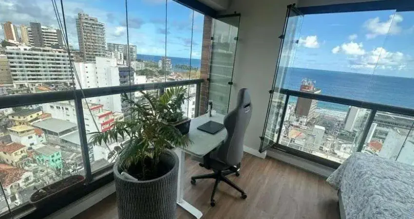 Apartamento barra quarto e sala 1/4, vista mar, nascente, porteira fechada.