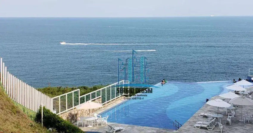 Vista mar incrível, varanda, 2 suítes. Piscina com borda infinita. Guarujá-SP.