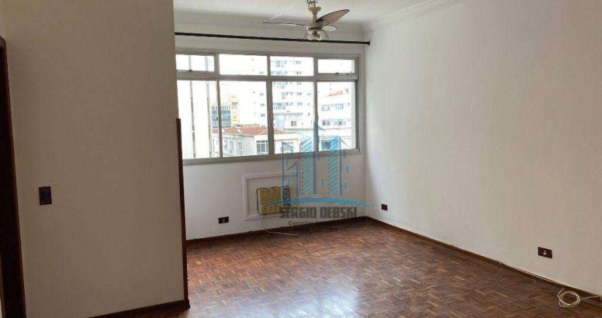 Amplo apartamento para locação no Gonzaga, Santos-SP., próximo à Praça Independência e a 4 quadras da praia
