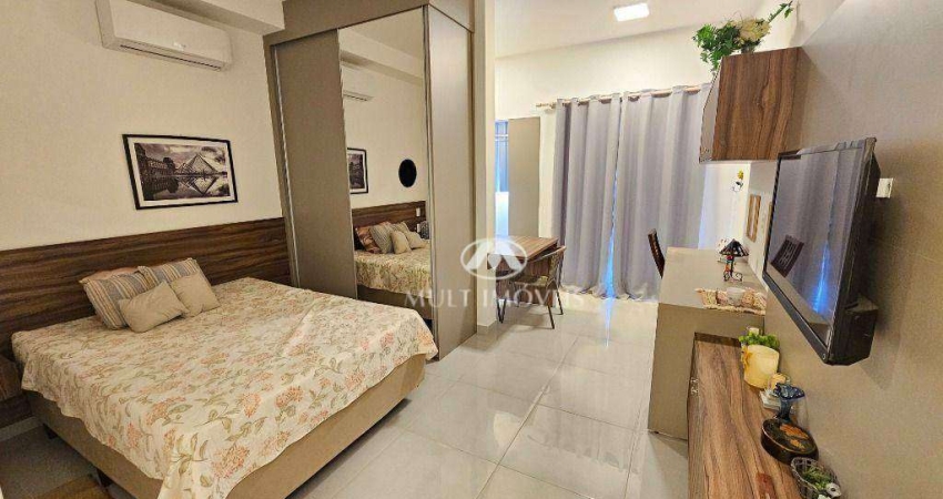 Lindo Studio Novo e Mobiliado, localizado no Bairro Ribeirânia,  Próximo à faculdade Unaerp, Fórum, Novo Shopping, 33m² de área útil.