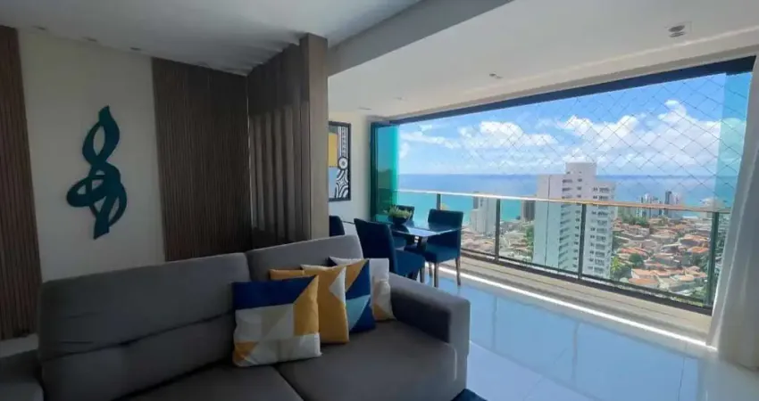 Apartamento semi mobiliado - com 103m² em petrópolis - andar alto, vista mar