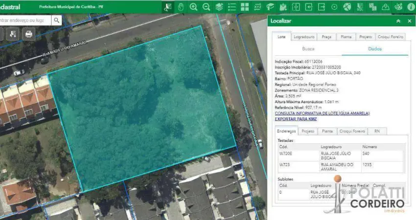 Terreno à venda, 3505 m² por R$ 5.453.000,00 - Portão - Curitiba/PR