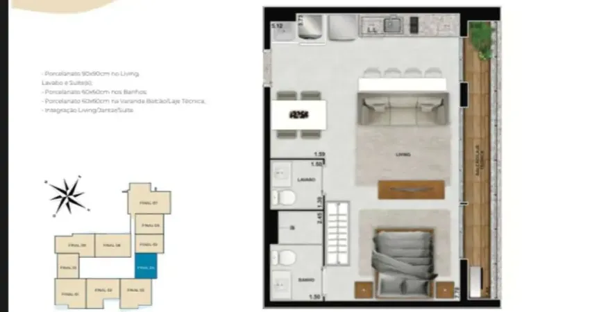 Ágio Studio no Setor Marista - Azure - 52m² Apartamento com 1 Quarto(s) e 1 banheiro(s) à Venda, 52 por R$ 690.000 no setor Setor Marista VN18409