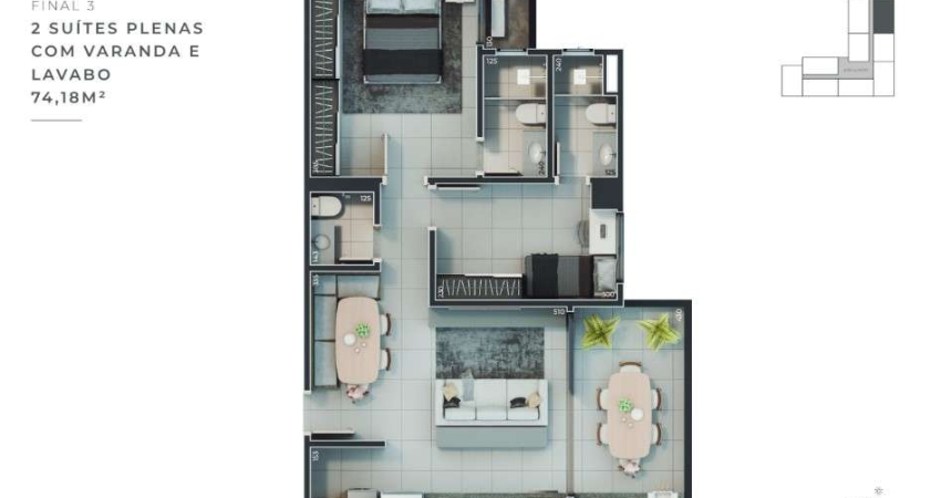 Ágio Bgreat Nova Suíça Apartamento com 2 Quarto(s) e 3 banheiro(s) à Venda, 74.18 por R$ 665.000 no setor Parque Amazonia TA28482