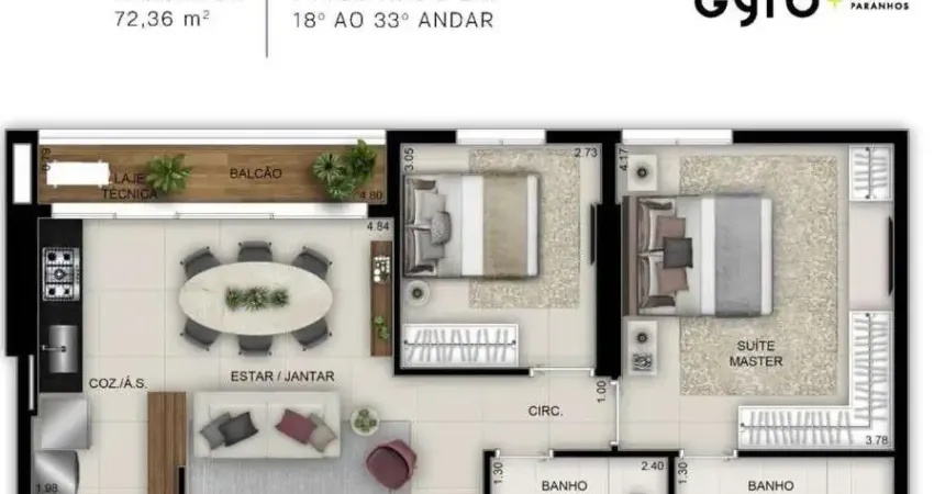 Ágio Ágio Opus Gyro Ricardo Paranhos - valor de oportunidade Apartamento com 2 Quarto(s) e 2 banheiro(s) à Venda, 73 por R$ 860.000 no setor Setor Marista TA31559