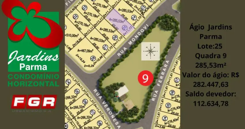 Ágio lote no condomínio fechado jardins parma (ágio) lote à venda, 285.53 por r$ 395.082,41 no setor jardins parma ad32024