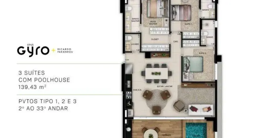 Ágio opus gyro ricardo paranhos apartamento com 3 quarto(s) e 3 banheiro(s) à venda, 139.43 por r$ 1.776.000 no setor setor marista ta34704