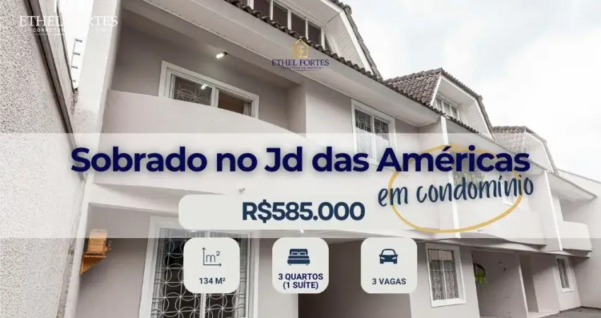 Sobrado 3 quartos à venda em condomínio, no jardim das américas.