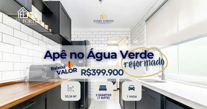 Apartamento térreo à venda no água verde | 2 quartos (1 suíte), reformado, 1 vaga – curitiba