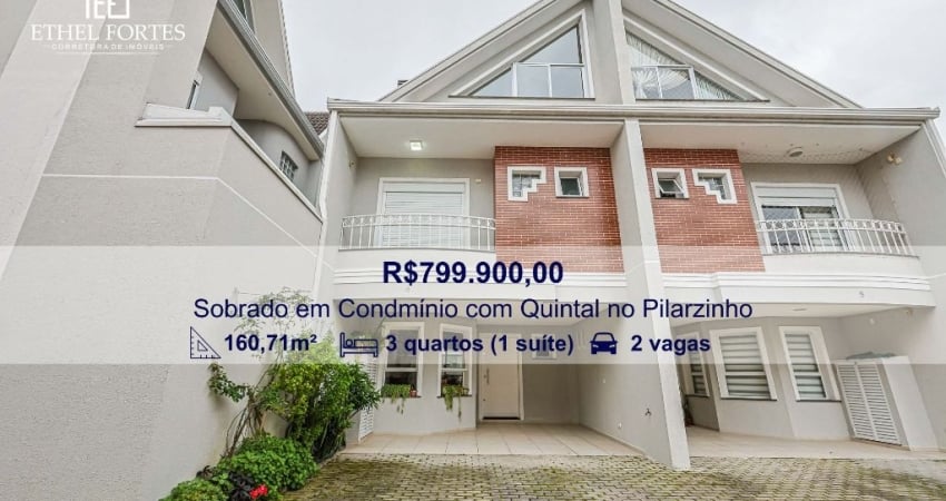 Sobrado 160m² Triplex no Pilarzinho – 3 Quartos, Suíte e Ático, 2 vagas