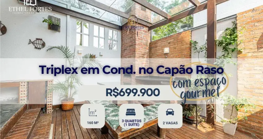 Sobrado em condominio com 160 m², 3 quartos, 2 vagas e espaço gourmet