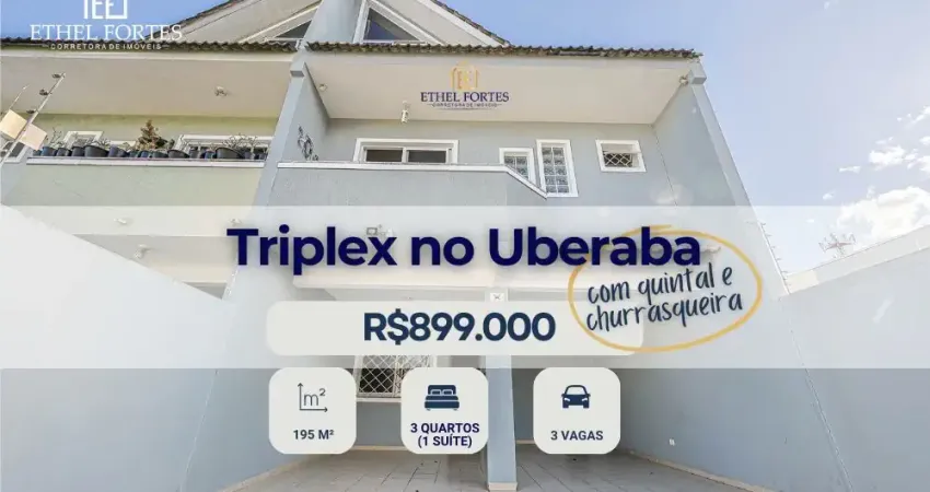 Sobrado triplex 3 quartos (suíte com closet) e 3 vagas no uberaba