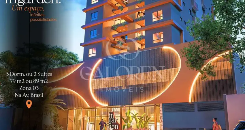 Lançamento na av. brasil ingarden residence, torre única com lazer completo