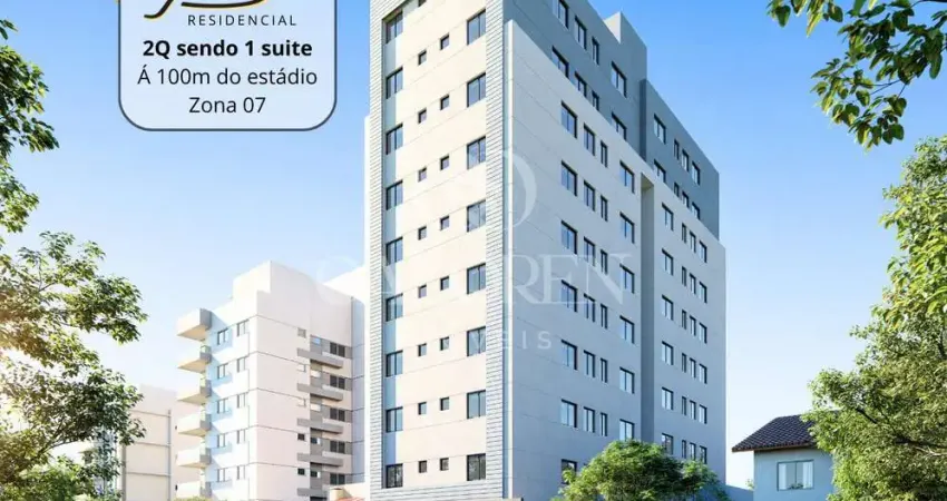 More na zona 7 2 dormitórios sendo 1 suíte, 1 vaga e lazer com piscina