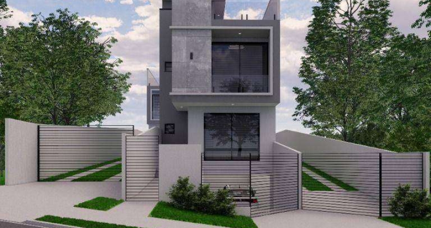 Sobrado novo de frente para a rua, com 3 dormitórios à venda, 195 m² por R$ 990.000 - Uberaba - Curitiba/PR