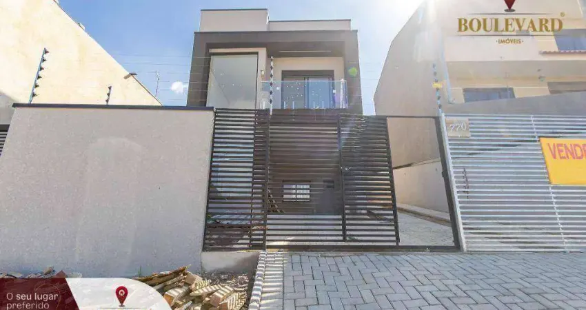 Sobrado novo de frente para a rua, com 3 dormitórios à venda, 122 m² por R$ 799.000 - Xaxim - Curitiba/PR