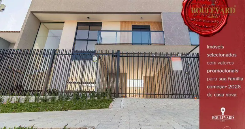 Sobrado novo de frente para a rua com 3 dormitórios à venda, 155 m² por r$ 933.000 - cidade jardim - são josé dos pinhais/pr