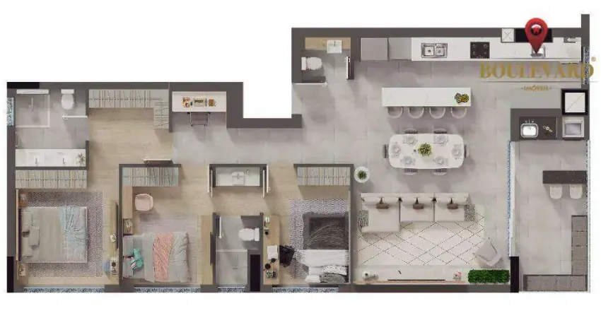 Apartamento no gran solare residenziale com 3 dormitórios à venda, 128 m² por r$ 1.826.402 - cristo rei - curitiba/pr