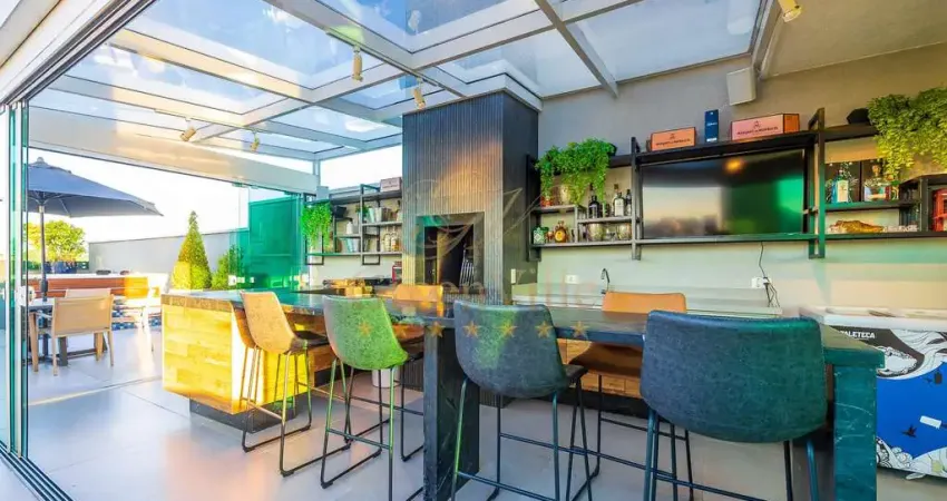 Juvevê, cobertura duplex, vista definida, espaço gourmet com churrasqueira, terraço com jacuzzi e 4