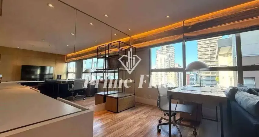 Flat disponível para locação no condomínio maxhaus itaim, com 70m², 1 dormitório e 1 vaga de garagem