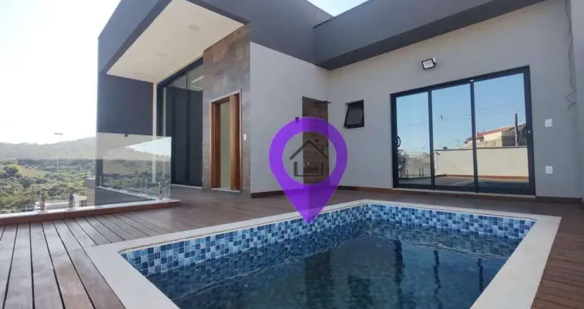 Casa de 220m² à venda em Pouso Alegre com 3 suítes, piscina e área gourmet. Excelente localização a 10min do centro. 4 vagas de garagem