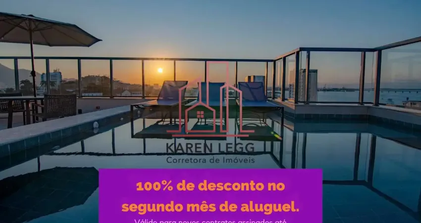 Studios mobiliados para locação em condomínio completo com piscina e terraço