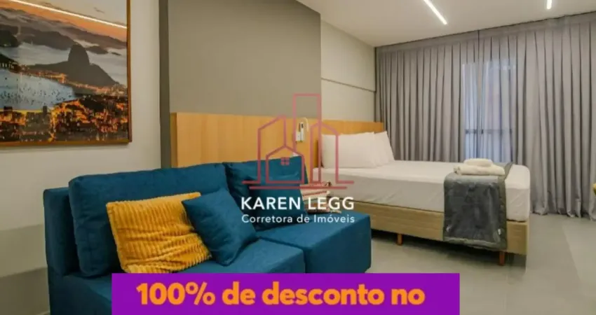 Studios mobiliados para locação em condomínio completo com piscina e terraço