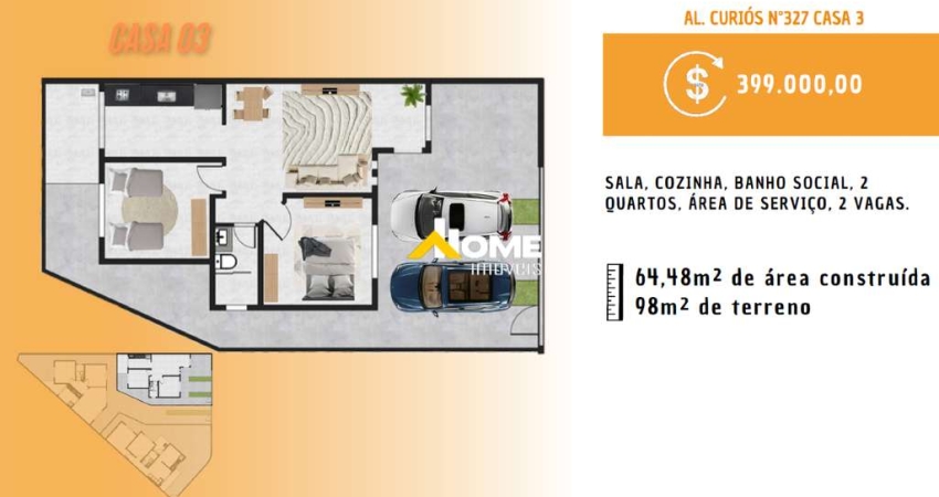 Casa à venda, 2 quartos, 2 vagas, Masterville - Sarzedo/MG