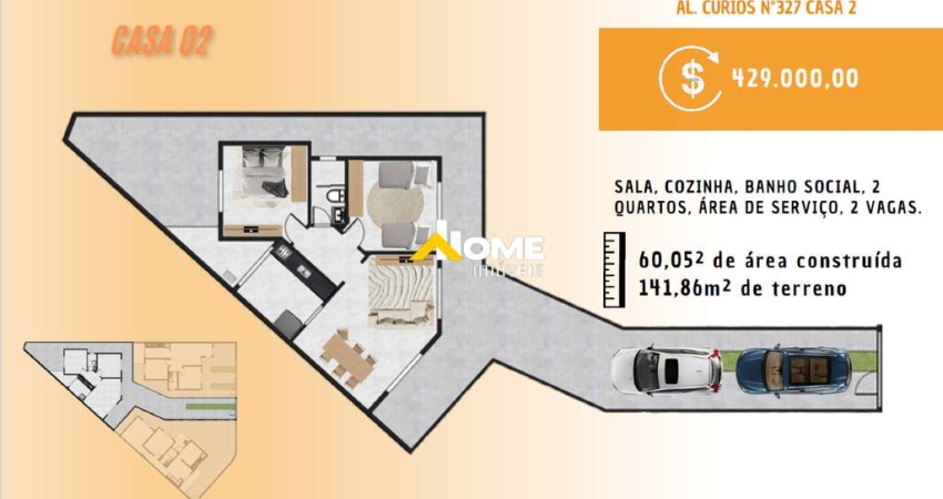 Casa à venda, 2 quartos, 2 vagas, Masterville - Sarzedo/MG