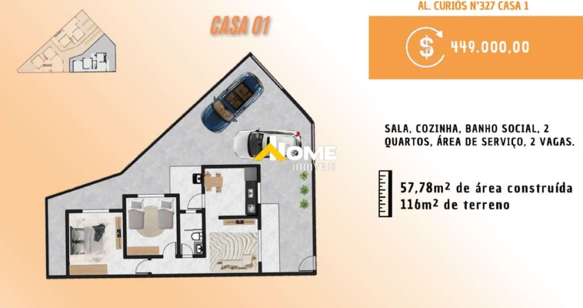 Casa à venda, 2 quartos, 2 vagas, Masterville - Sarzedo/MG